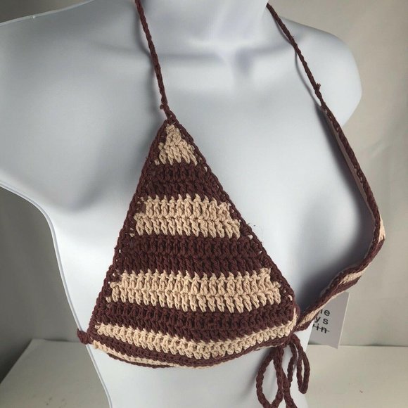 Women Small SOME DAYS LOVIN Miles Crochet Triangular Bikini top - Picture 3 of 9
